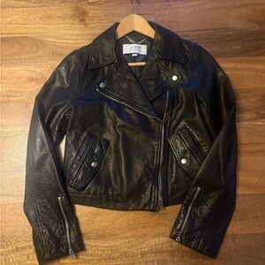 J. Crew collection Black Leather Moto Jacket